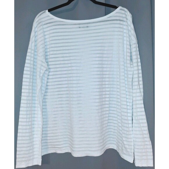 Gap Women's White Striped Long Sleeve Shirt Partially Sheer | Size XL - Picture 6 of 9